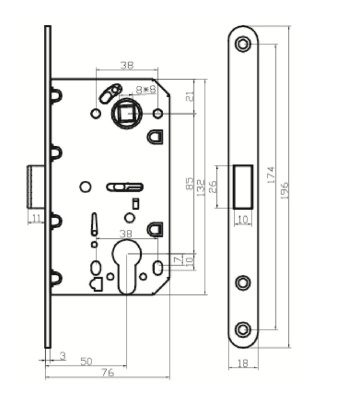 Замок магнитный MC85 SN под цилиндр (магнит по центру)