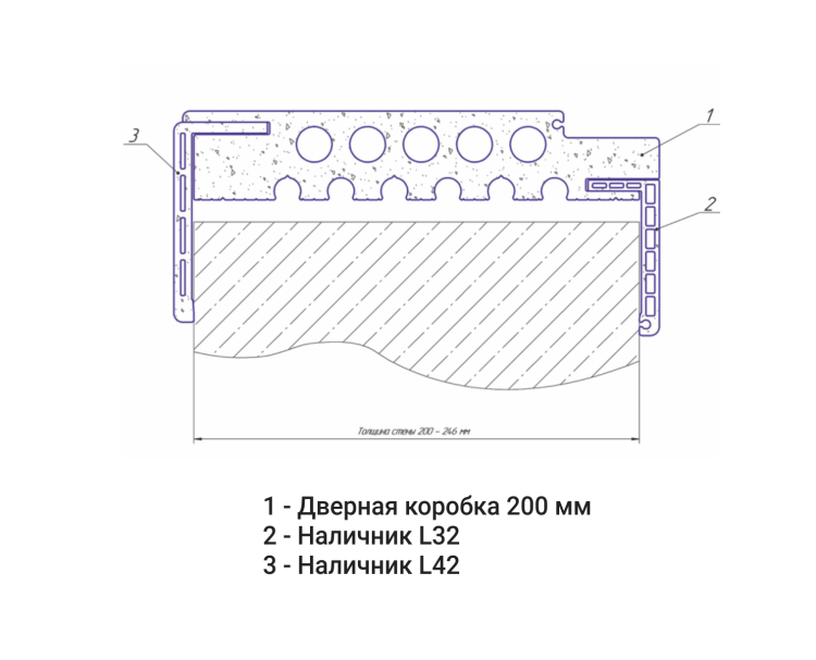 Телескопическая дверная коробка 200 мм